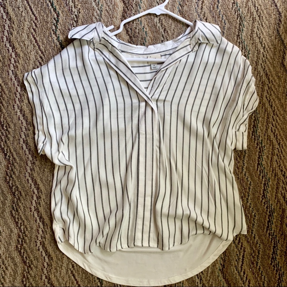 Striped short sleeve blouse top